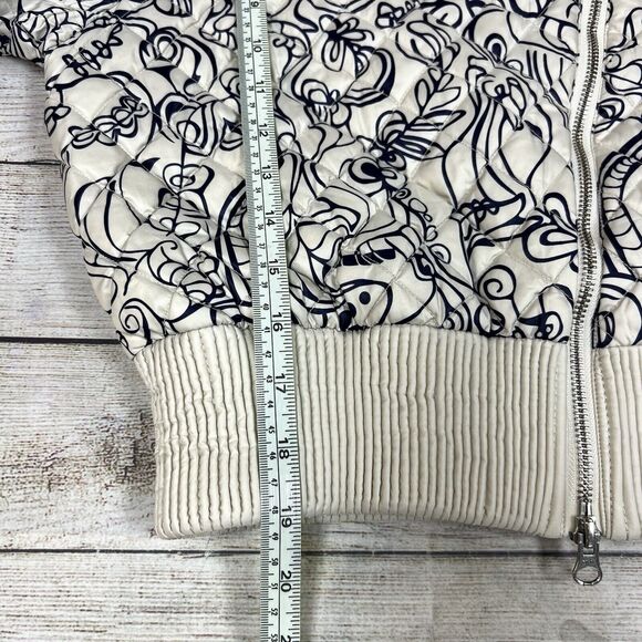 Odri White Blue Abstract Quilted Full Zip Feather Down Jacket Women's Si… - Picture 13 of 13